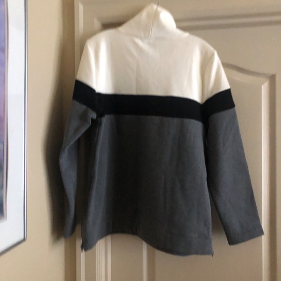 T by Talbots  Cowl Neck Colorblock Pullover side zippers sz large NWT $89.50 - Picture 3 of 6